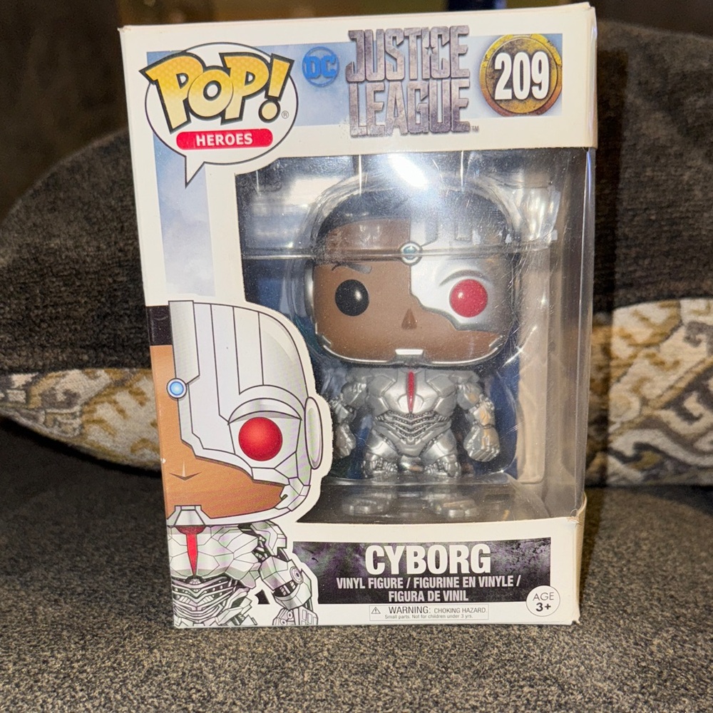 Pop Heroes Cyborg Vinyl Figure with Silver and Red Accents